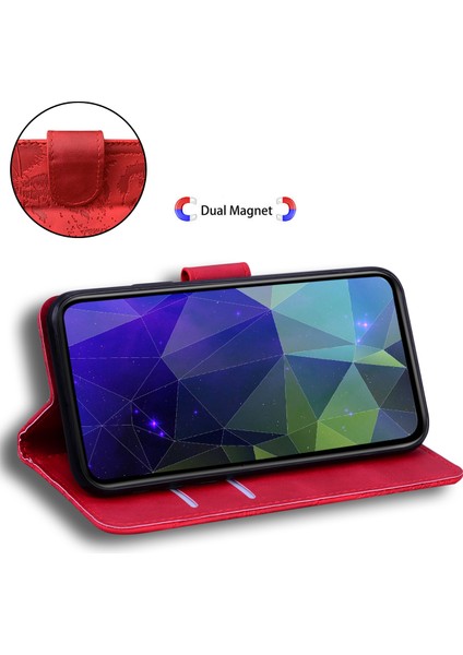 Samsung Galaxy M15 5g Cüzdan Kılıf Kaplan Desenli Deri Telefon Kılıfı-Kırmızı (Yurt Dışından)