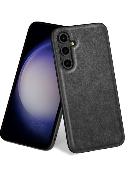 Samsung Galaxy M55 5g Darbeye Dayanıklı Kılıf Retro Deri Kaplı Hibrit Telefon Kabuğu-Siyah (Yurt Dışından)