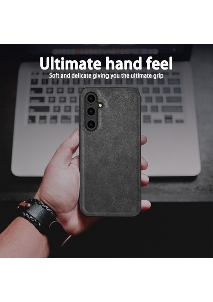 Samsung Galaxy M55 5g Darbeye Dayanıklı Kılıf Retro Deri Kaplı Hibrit Telefon Kabuğu-Siyah (Yurt Dışından)