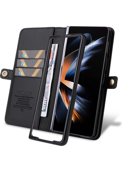 Seashell Digital Samsung Galaxy Z Fold6 5g Kılıf Pu Deri Güçlü Manyetik Flip Hone Kapak-Siyah (Yurt Dışından)