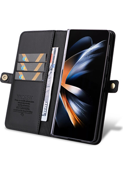 Seashell Digital Samsung Galaxy Z Fold6 5g Kılıf Pu Deri Güçlü Manyetik Flip Hone Kapak-Siyah (Yurt Dışından)