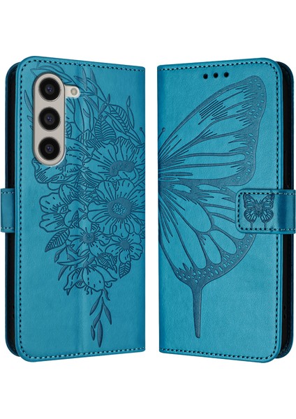 Samsung Galaxy Z Fold6 5g Kılıf El Askılı Cüzdan Deri Telefon Kılıfı-Mavi (Yurt Dışından)