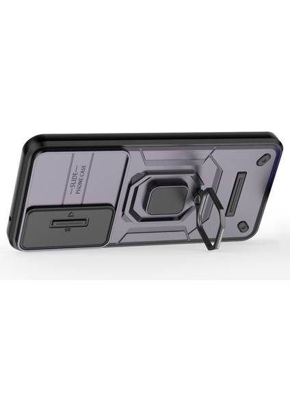 Samsung Galaxy A35 5g Kılıf Pc+Tpu Kaydırmalı Lens Kapaklı Düşme Önleyici Telefon Kapağı-Mor (Yurt Dışından)