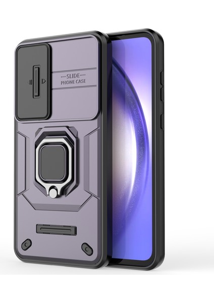 Samsung Galaxy A35 5g Kılıf Pc+Tpu Kaydırmalı Lens Kapaklı Düşme Önleyici Telefon Kapağı-Mor (Yurt Dışından)