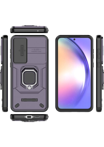 Samsung Galaxy A35 5g Kılıf Pc+Tpu Kaydırmalı Lens Kapaklı Düşme Önleyici Telefon Kapağı-Mor (Yurt Dışından)