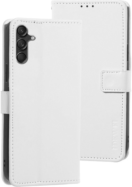 Samsung Galaxy M55 5g Kılıf Crazy Horse Doku Pu Deri Telefon Kapak Kart Tutucu Stand-Beyaz (Yurt Dışından)