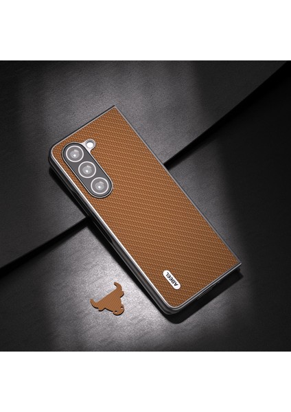 Samsung Galaxy Z Fold6 5g Telefon Kılıfı Karbon Fiber Doku Koruyucu Kabuk-Açık Kahverengi (Yurt Dışından)