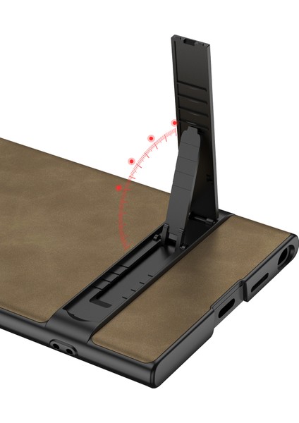 Samsung Galaxy S24 Ultra Mat Kılıf Için Kickstand Sert Pc Ince Telefon Kılıfları -Gri (Yurt Dışından)