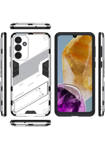 Samsung Galaxy M55 5g Kılıf Kickstand Koruyucu Pc+Tpu Telefon Kapağı-Beyaz (Yurt Dışından)