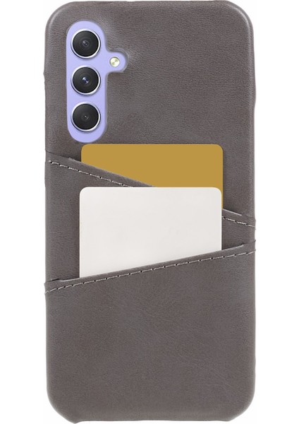 Samsung Galaxy A55 5g Kılıf Darbeye Dayanıklı 2 Kart Yuvası Pu+Pc Telefon Kapağı-Gri (Yurt Dışından)