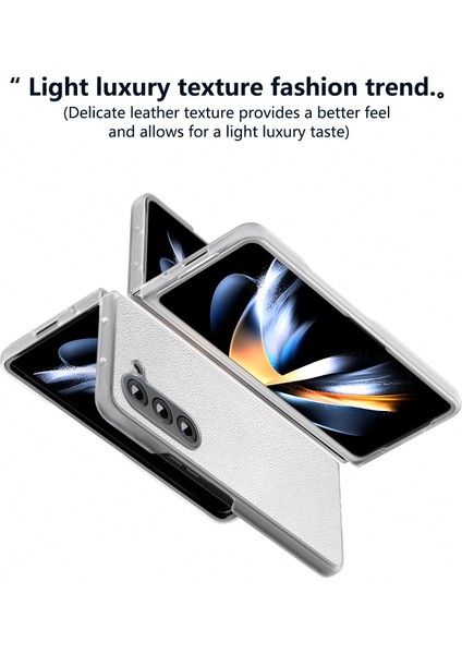 Samsung Galaxy Z Fold5 5g Kılıf Şeffaf Mat Kenar Deri + Pc Katlanır Telefon Kapağı-Gümüş (Yurt Dışından)