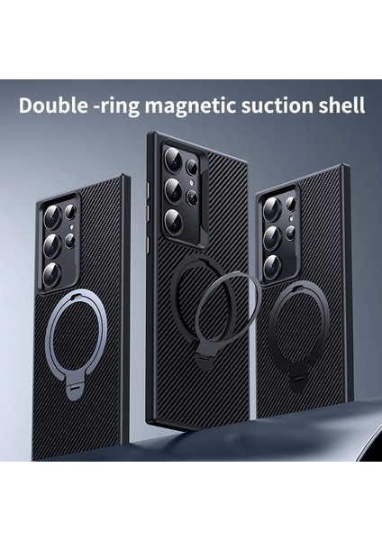 Samsung Galaxy S23 Ultra Kılıf MagSafe ile Uyumlu Karbon Fiber Doku Kickstand PC+TPU Koruyucu Kapak-Gri (Yurt Dışından) fiyatları