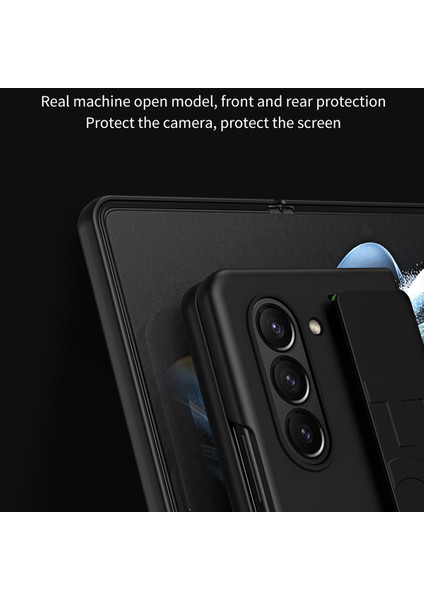 Samsung Galaxy Z Fold6 5g Cilt Dokunmatik Kılıf Pc Anti-Parmak Izi Telefon Kılıfı, Streç Bileklik-Siyah (Yurt Dışından)