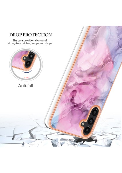 Samsung Galaxy A35 5g Tpu Kılıf Imd Mermer Desenli 2.0mm Telefon Kapağı-Gül (Yurt Dışından)