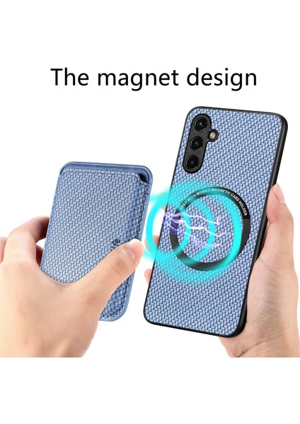 Samsung Galaxy A35 5g Kılıf Manyetik Çıkarılabilir Kart Yuvaları Deri Kaplamalı Tpu Telefon Kapağı-Mavi (Yurt Dışından)