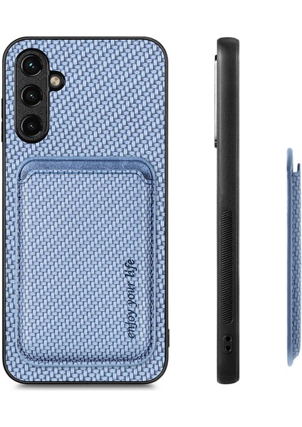 Samsung Galaxy A35 5g Kılıf Manyetik Çıkarılabilir Kart Yuvaları Deri Kaplamalı Tpu Telefon Kapağı-Mavi (Yurt Dışından)
