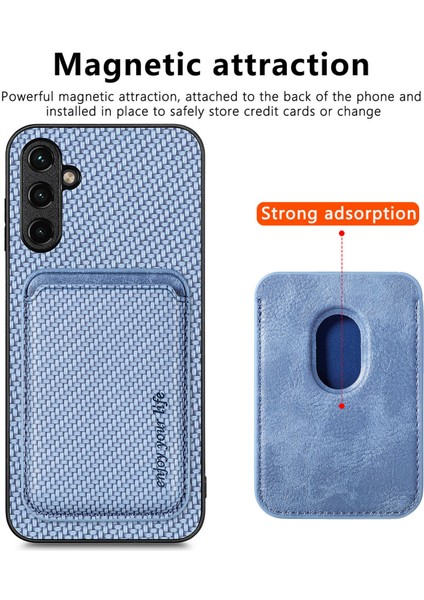 Samsung Galaxy A35 5g Kılıf Manyetik Çıkarılabilir Kart Yuvaları Deri Kaplamalı Tpu Telefon Kapağı-Mavi (Yurt Dışından)