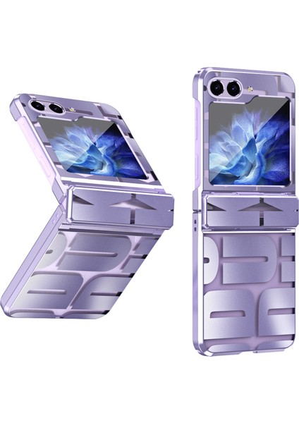 Samsung Galaxy Z Flip6 5g Kılıf Için Sert Pc Galvanik Telefon Kapağı Temperli Cam Filmi-Mor (Yurt Dışından)