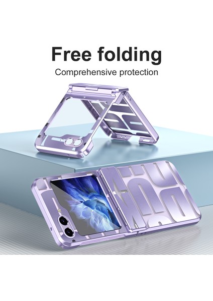 Samsung Galaxy Z Flip6 5g Kılıf Için Sert Pc Galvanik Telefon Kapağı Temperli Cam Filmi-Mor (Yurt Dışından)