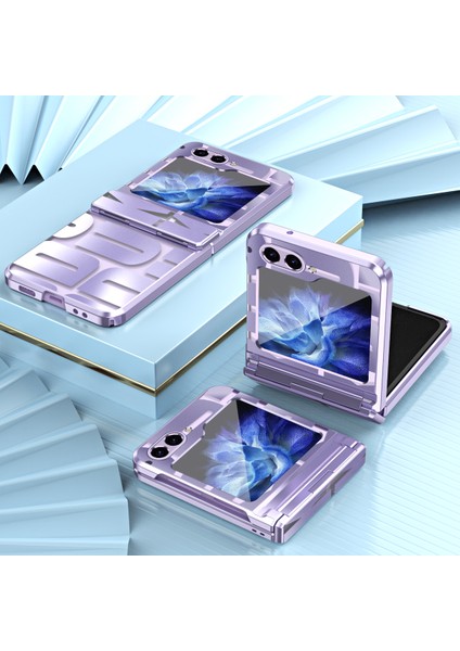 Samsung Galaxy Z Flip6 5g Kılıf Için Sert Pc Galvanik Telefon Kapağı Temperli Cam Filmi-Mor (Yurt Dışından)