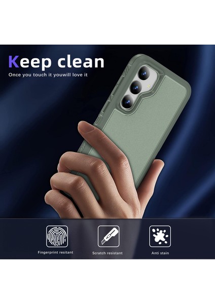 Samsung Galaxy S24+KILIF Tpu+Pc Mat Arka Telefon Kapağı-Gri Yeşil (Yurt Dışından)