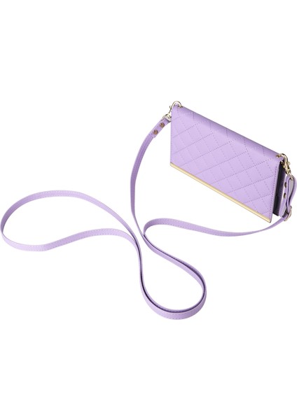 Samsung Galaxy S21 5g/4g Kılıf Pu Deri Standlı Cüzdan Telefon Kılıfı Omuz Askılı-Mor (Yurt Dışından) fiyatları