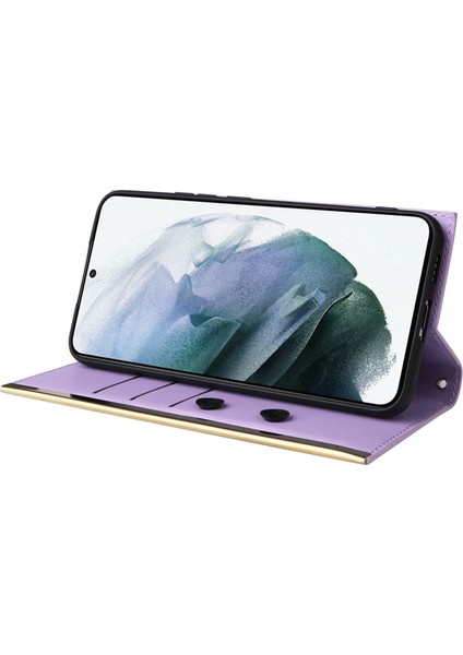 Samsung Galaxy S21 5g/4g Kılıf Pu Deri Standlı Cüzdan Telefon Kılıfı Omuz Askılı-Mor (Yurt Dışından) fırsatları