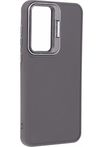 Samsung Galaxy A25 5G(GLOBAL)(161.0 x 76.5 x 8.3mm)Kılıf Kamera Lensi Kickstand Silikon Telefon Kapağı-Haki (Yurt Dışından)