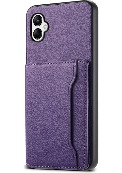 Samsung Galaxy A05 4g Kılıf Deri Manyetik Kartlık Yuvaları Arka Kapak-Mor (Yurt Dışından)