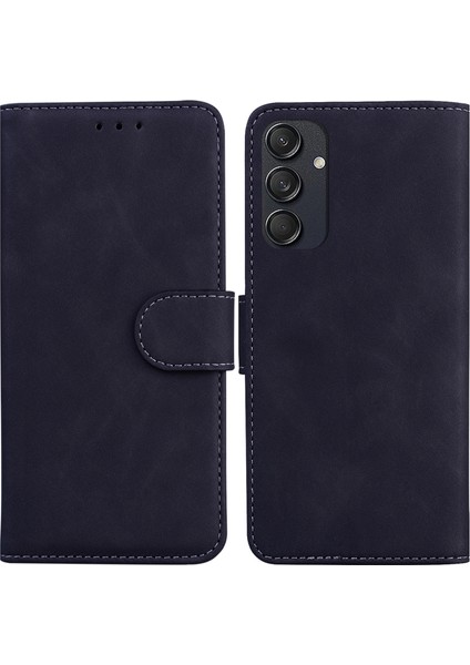 Samsung Galaxy M55 5g Cüzdan Kılıf Düz Renk Pu Deri Folyo Flip Telefon Kapağı-Siyah (Yurt Dışından)