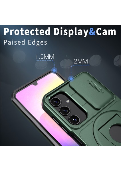 Samsung Galaxy A15 4g/5g Kılıf Kamera Kapağı Tpu+Pc Düşmeye Telefon Kapağı-Siyahımsı Yeşil (Yurt Dışından)
