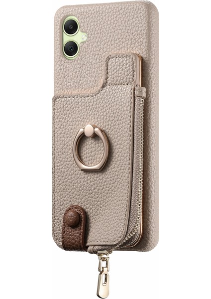 Samsung Galaxy A05 4g Kılıf Rfıd Engelleme Deri + Tpu Telefon Koruyucu Kapak-Haki (Yurt Dışından)