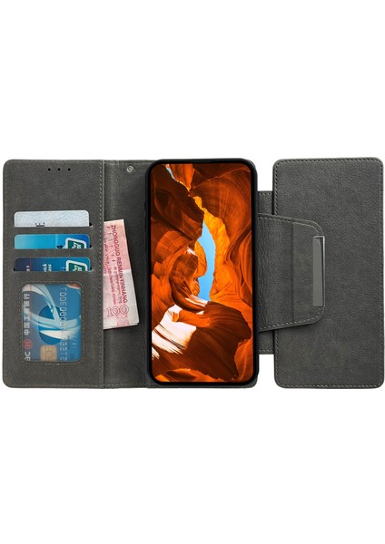 Samsung Galaxy S24+SHELL Standlı Kılıf Ayrılabilir 2'si 1 Arada Cüzdan Telefon Kapağı-Gri (Yurt Dışından)