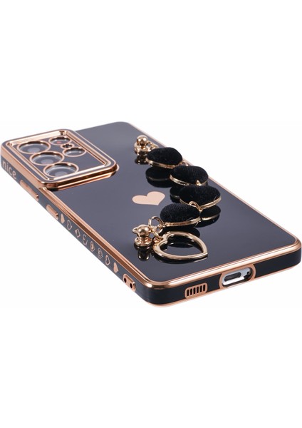 Samsung Galaxy S21 Ultra 5g Kılıf Peluş Aşk-Kalp Askılı Elektro Kaplama Tpu Telefon Kılıfı-Siyah (Yurt Dışından) indirimleri