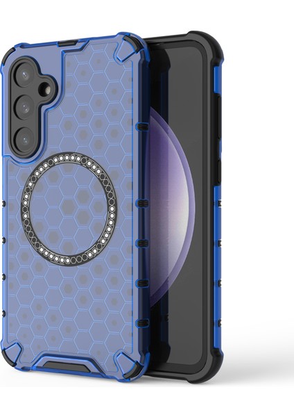 Samsung Galaxy S23 Fe Kılıf Petek Manyetik Halka Tpu+Pc Telefon Kapağı-Mavi (Yurt Dışından)