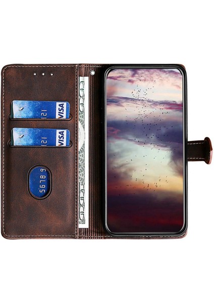 Samsung Galaxy M55 5g Cüzdan Kılıf Deri Telefon Kapağı Mobil Aksesuarları Tedarikçisi-Kahverengi (Yurt Dışından)