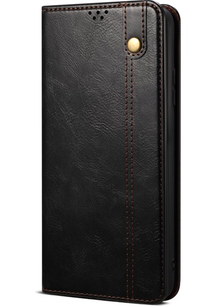 Samsung Galaxy M15 5g Kılıf Crazy Horse Dokulu Deri Flip Cüzdan Telefon Kapağı-Siyah (Yurt Dışından)