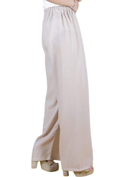 Keten Plazzo Pantolon-Bej