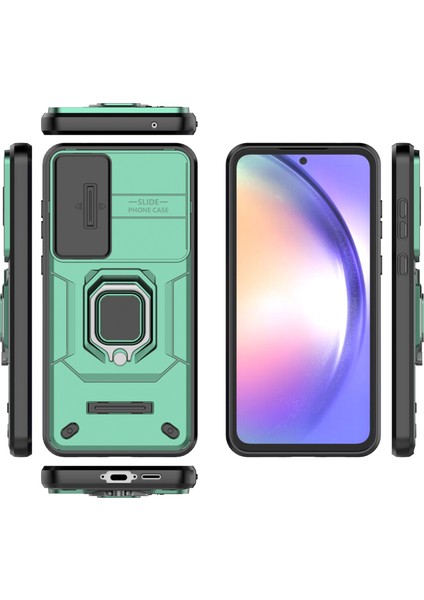 Samsung Galaxy A55 5g Kılıf Pc+Tpu Çizilmez Telefon Koruyucu Kapak, Slayt Lens Kapağı-Yeşil (Yurt Dışından) fırsatları
