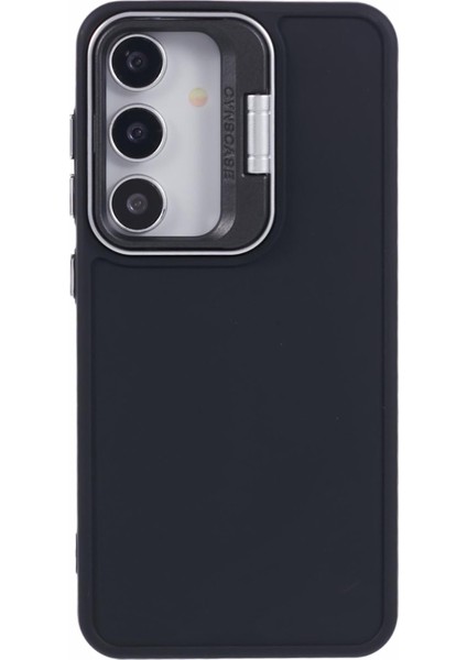 Samsung Galaxy S22+5G Kılıf Lensli Silikon Telefon Kılıfı Kickstand-Siyah (Yurt Dışından)