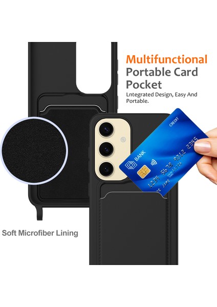 Samsung Galaxy S24+ Kılıf Kart Tutuculu Silikon Telefon Kılıfı - Siyah (Yurt Dışından) indirimleri