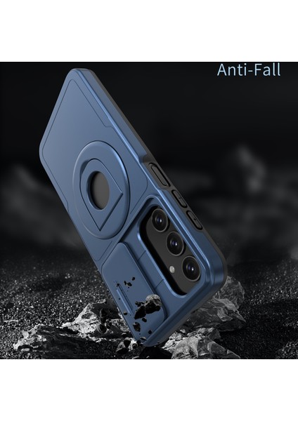 Samsung Galaxy A24 4G(162.1 x 77.6 x 8.3mm) Kickstand/slayt Kamera Kılıfı Tpu + Pc Telefon Kabuğu-Mavi Için (Yurt Dışından)