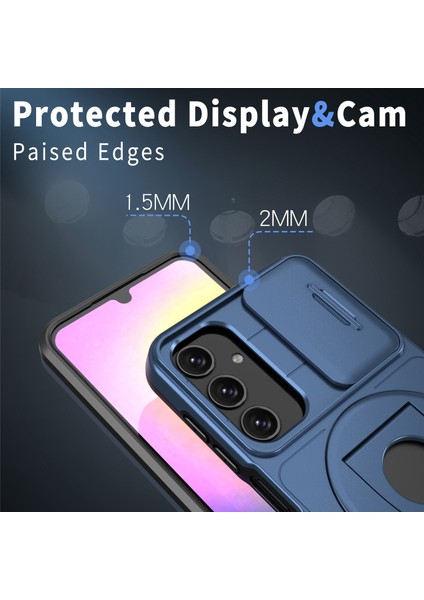 Samsung Galaxy A24 4G(162.1 x 77.6 x 8.3mm) Kickstand/slayt Kamera Kılıfı Tpu + Pc Telefon Kabuğu-Mavi Için (Yurt Dışından)