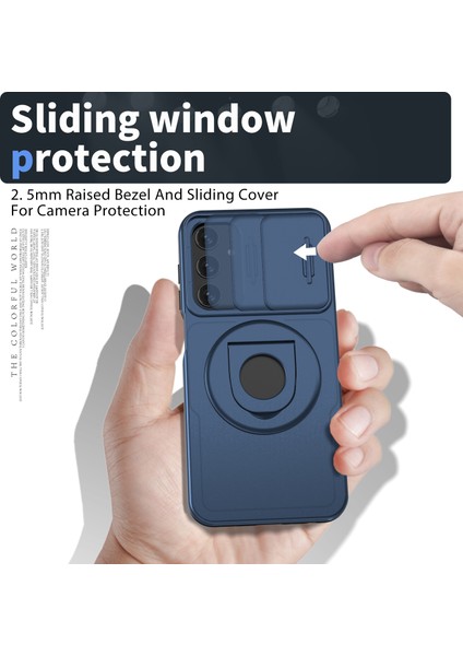 Samsung Galaxy A24 4G(162.1 x 77.6 x 8.3mm) Kickstand/slayt Kamera Kılıfı Tpu + Pc Telefon Kabuğu-Mavi Için (Yurt Dışından)
