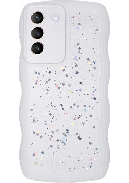 Samsung Galaxy S22+5G Dalgalı Kenar Tpu Kılıf Anti-Drop Epoksi Telefon Kapağı-Şeffaf Beyaz (Yurt Dışından)