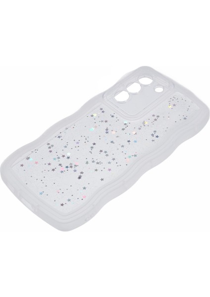 Samsung Galaxy S22+5G Dalgalı Kenar Tpu Kılıf Anti-Drop Epoksi Telefon Kapağı-Şeffaf Beyaz (Yurt Dışından)
