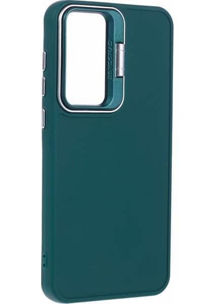 Samsung Galaxy A24 4G(162,1 x 77,6 x 8,3mm) Kılıf Silikon Telefon Kapağı Dahili Kickstand-Ordu Yeşili (Yurt Dışından)