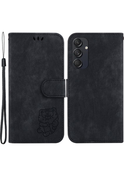 Samsung Galaxy M55 5g Kılıf Cüzdan Küçük Kaplan Baskılı Deri Telefon Kılıfı-Siyah (Yurt Dışından)