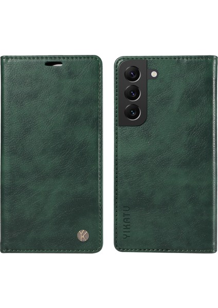 Samsung Galaxy S21 5G/S21 4g Cüzdan Telefon Kılıfı Litchi Dokulu Deri Kapak Çevirin-Yeşil (Yurt Dışından)