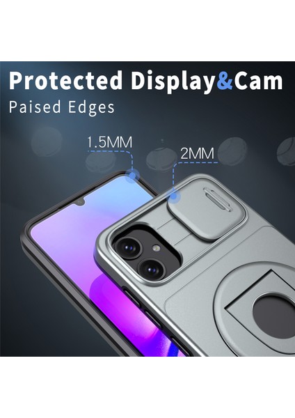 Samsung Galaxy A05 4g Kılıf Kamera Koruma Çubuğu Çift Katmanlı Hibrit Tpu+Pc Telefon Kapağı-Gri (Yurt Dışından)